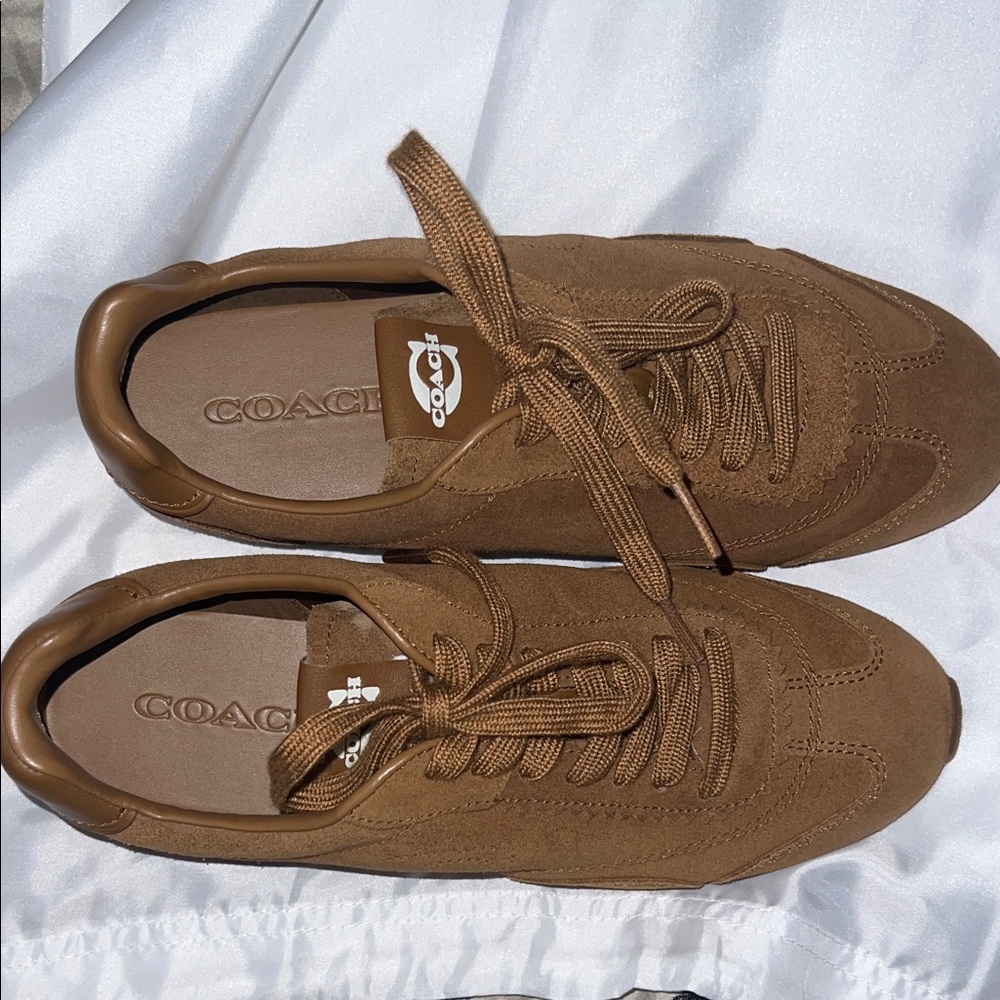 Coach Suede Brown Flat Lace-Up Sneakers